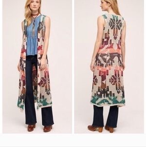 Cecilia Prado Cardigan Duster Womens Medium Bohemian Patterned Sleeveless